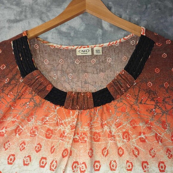 Cato Womens Plus 22 24 Vintage Artsy Vibrant Flutter Sleeve‎ Boho Statement Top - Picture 7 of 10